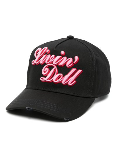Dsquared2 Slogan-embroidered Cotton Baseball Cap In Black
