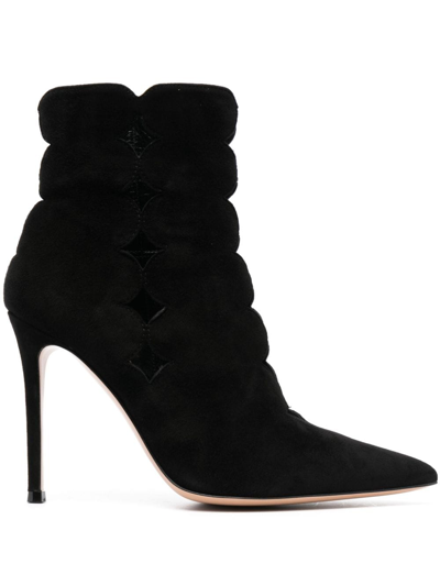 Gianvito Rossi Ariana 85mm Cut-out Suede Boots In Black Suede