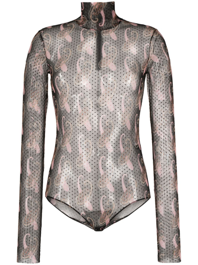 Etro Paisley-print Bodysuit In Schwarz