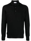 Lardini Long Sleeve Wool Blend Polo In Black