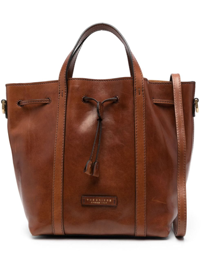 The Bridge Logo-patch Leather Tote Bag In Braun
