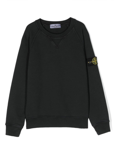 Stone Island Kids' Round Neck Sweatshirt In Black