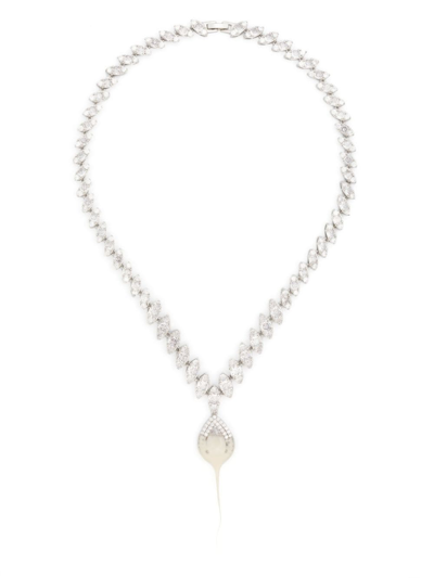 Ottolinger Silver & White Diamond Dip Necklace In Silber
