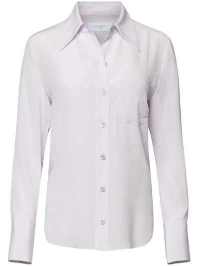 Equipment Quinne Silk Long Sleeve Shirt In Weiss