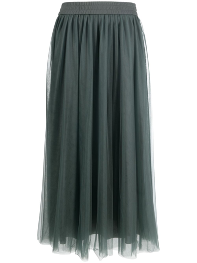 Fabiana Filippi Elasticated-waist Tulle Midi Skirt In Blue