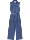 Frame Sleeveless Wide-leg Denim Jumpsuit In Blau