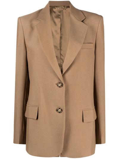 Victoria Beckham Single-breasted Notched-lapels Blazer In Brown