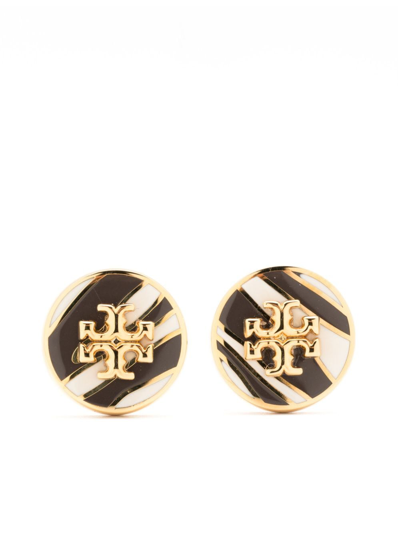 Tory Burch Kira 斑马纹耳钉 In Tory Gold