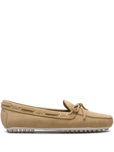 Car Shoe Lux Driving Suede Loafers In Nude
