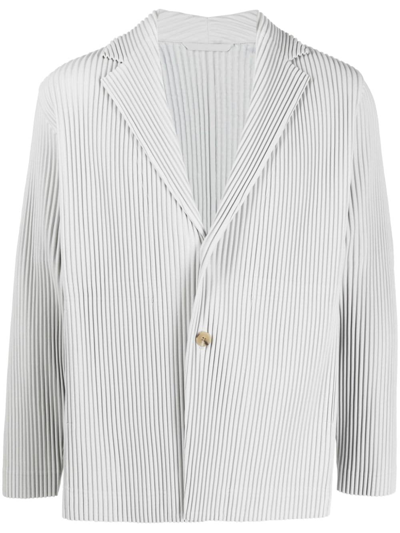 Issey Miyake Single-breasted Technical-pleated Blazer In Grey