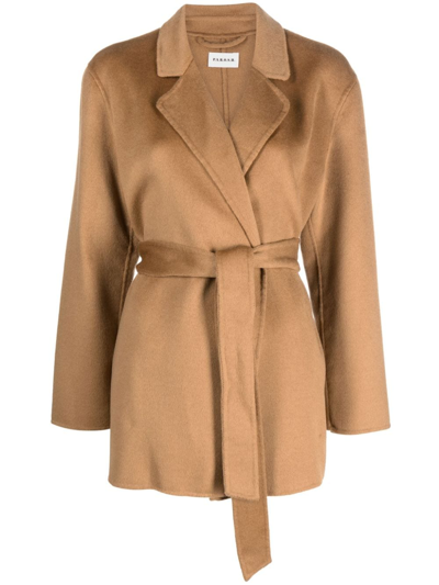 P.a.r.o.s.h Belted Double-breasted Cashmere Coat In Brown