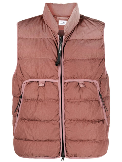 C.p. Company Eco-chrome R Padded Down Gilet In Rosa