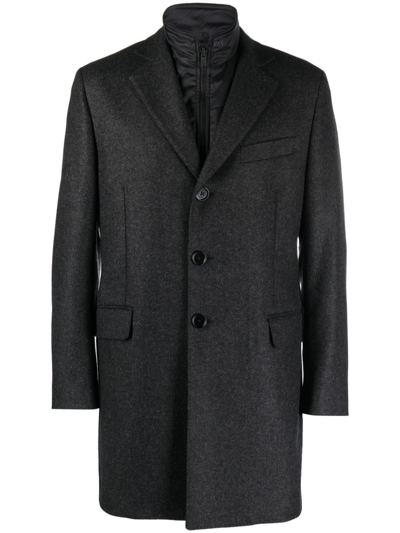 Fay Easy Db Single-breasted Layered Coat In Grey