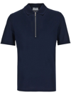 Ferragamo Polo With Zip Collar In Blau