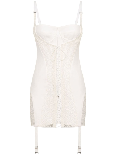 Dion Lee Sleeveless Corset-style Minidress In Weiss