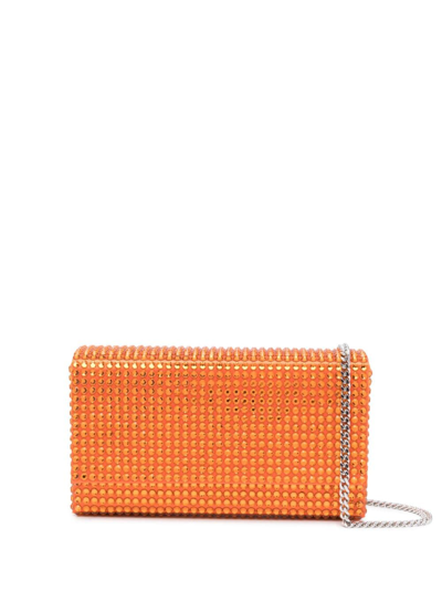 Amina Muaddi Superamini Paloma Crystal-embellished Clutch Bag In Orange