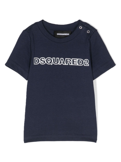 Dsquared2 Blue T-shirt For Baby Boy With Logo In Blau