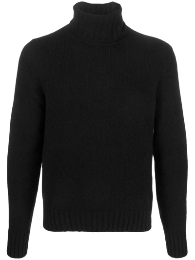 Tom Ford High-neck Cashmere-silk-blend Sweater In Black