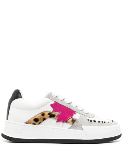 Dsquared2 Patch-detail Lace-up Trainers In Weiss