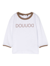 Douuod White T-shirt For Baby Girl With Logo In Weiss