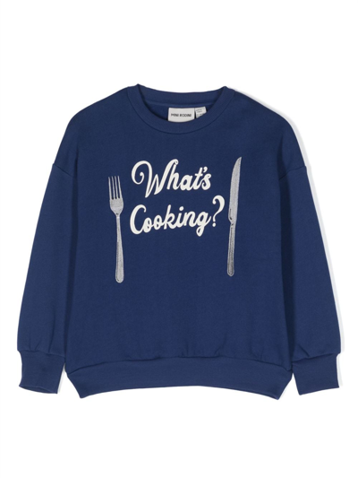 Mini Rodini Slogan-print Organic Cotton Sweatshirt In Blau