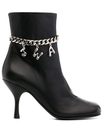 Jw Anderson Embellished Leather Ankle Boots In Black