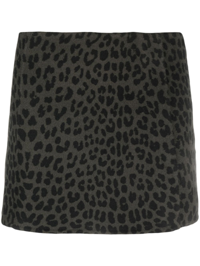 P.a.r.o.s.h Leopard-print A-line Wool Skirt In Grün