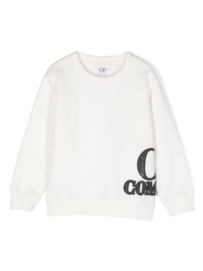 C.p. Company Logo-embroidered Cotton Sweatshirt In Weiss