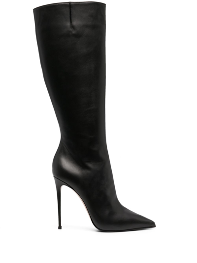 Le Silla 120mm Pointed-toe Leather Boots In Schwarz
