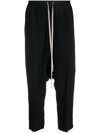 Rick Owens Drop-crotch Drawstring Cropped Trousers In Schwarz