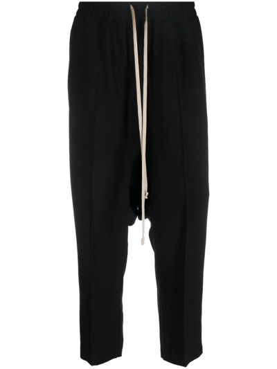 Rick Owens Drop-crotch Cropped Trousers In Schwarz