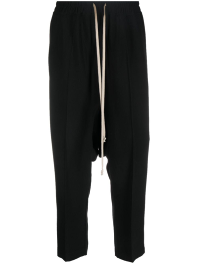 Rick Owens Drop-crotch Cropped Trousers In Black