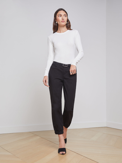 L'Agence Noir Sophia High Rise Cropped Flare Pants & Capri in Black