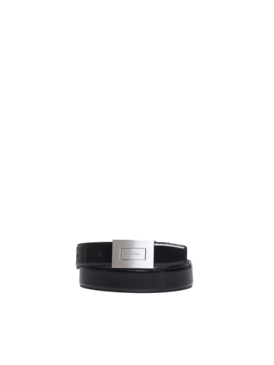 Calvin Klein Formal Plaque Belt In Black,brown