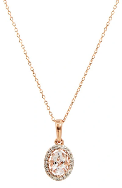 Savvy Cie Jewels Morganite & Cz Pendant Necklace In Rose