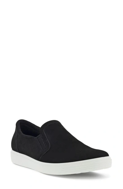 Ecco Classic Leather Slip-on Sneaker In Black