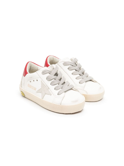 Golden Goose Kids' Super-star 皮质运动鞋 In White