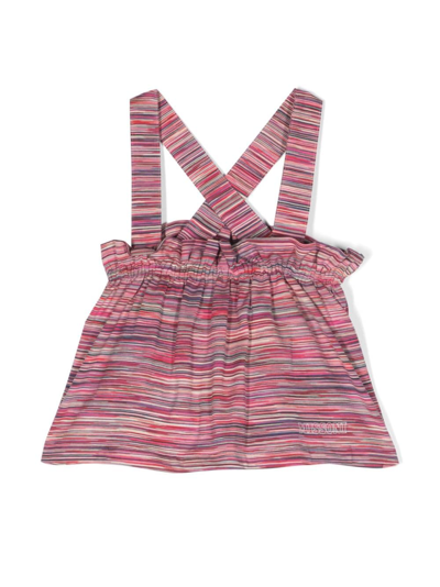 Missoni Babies' Logo刺绣围裙式半身裙 In Pink