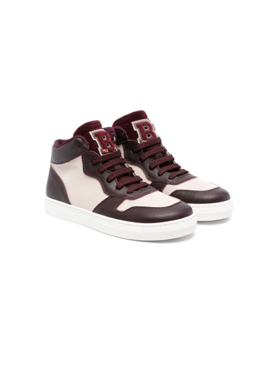 Brunello Cucinelli Kids' Colour-block High-top Sneakers In Purple