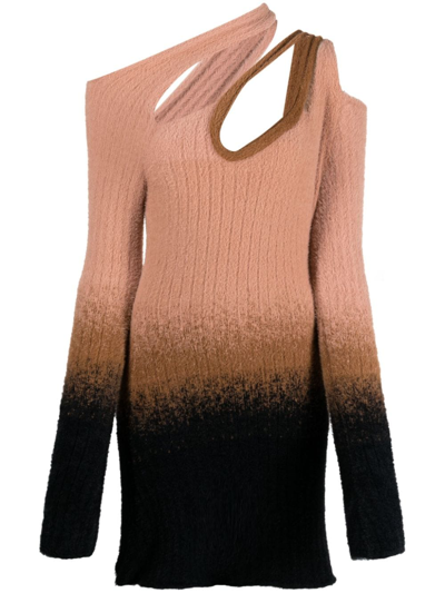 Ottolinger Gradient-effect Knitted Mini Dress In Pink