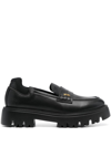 N°21 LOGO-PLAQUE LEATHER LOAFERS