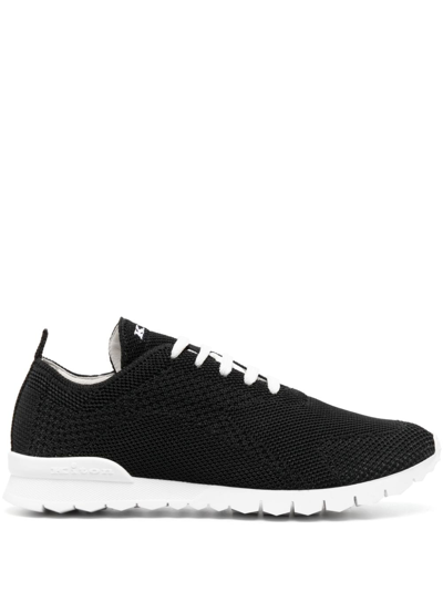 Kiton Textured Fabric Sneakers With Contrast Rubber Sole In Black