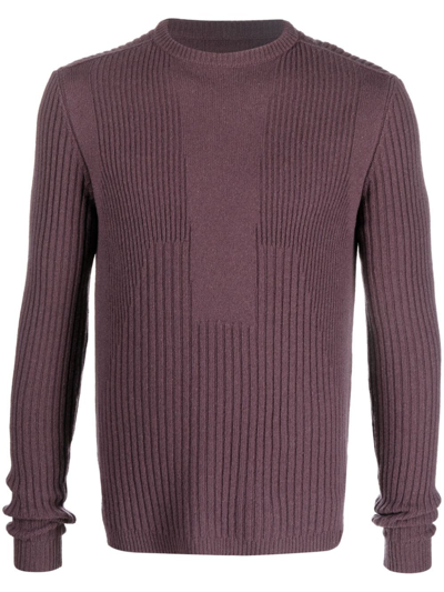 Rick Owens Ribbed Crew-neck Jumper In Purple