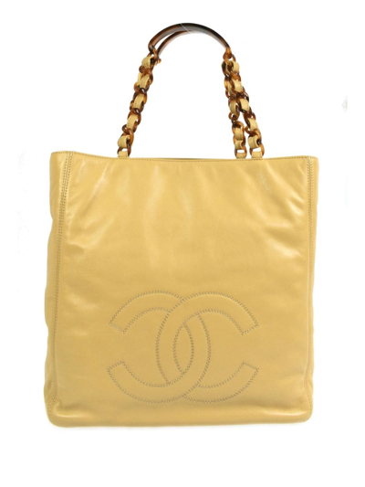 Pre-owned Chanel 1998 Cc Chain Tote Bag In Yellow