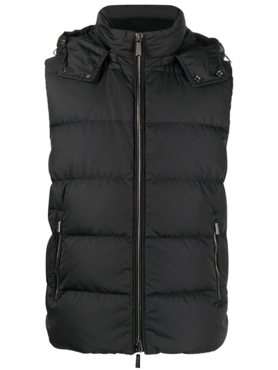 Moorer High-neck Padded Gilet In Black