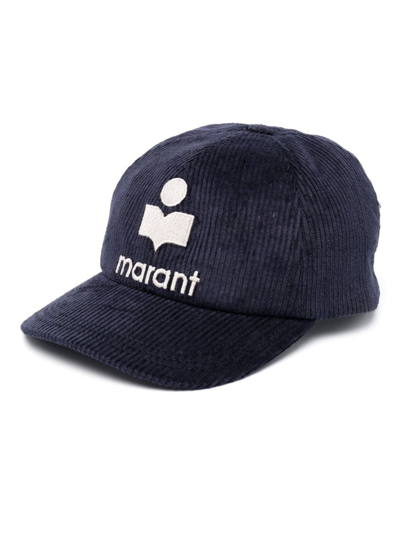 Isabel Marant Tyron Logo-embroidered Corduroy Cap In Blue