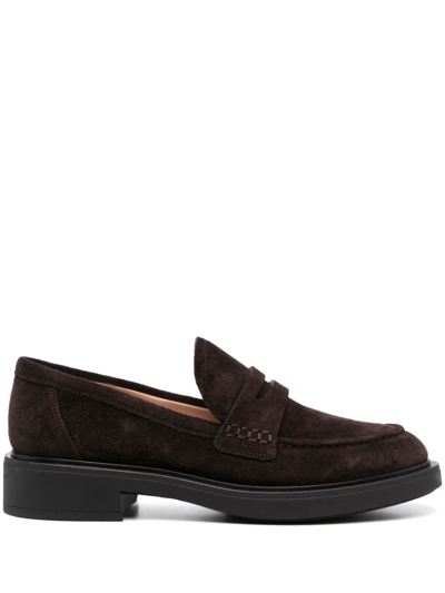 Gianvito Rossi Round-toe Suede Loafers In Brown