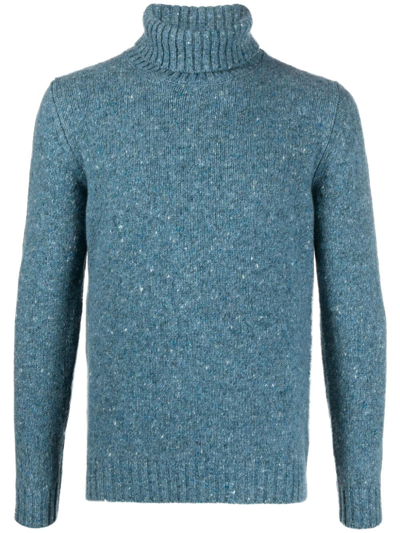 Moorer Fine-knit Roll-neck Jumper In Blue