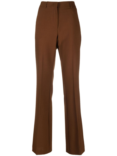 Semicouture Flared Tailored Trousers In Brown
