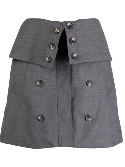 Rokh A-line Decorative-buttoned Miniskirt In Grey